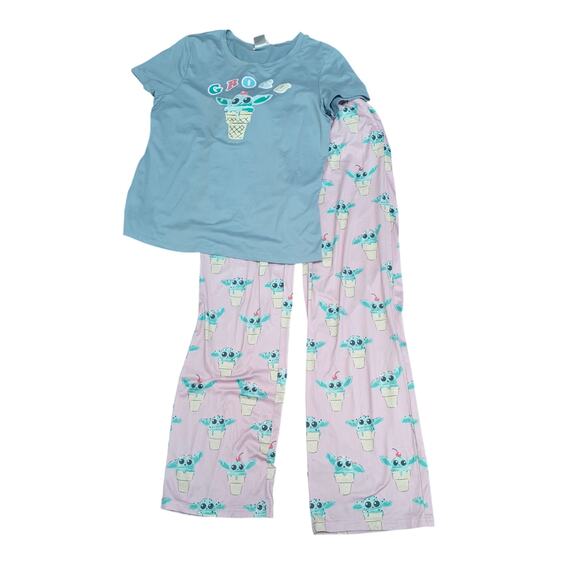 Munki Munki Star Wars Slumber Baby Yoda Grogu Ice Cream Pajama Womens M/L - Picture 10 of 11